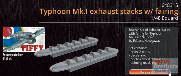 EDU648315 1:48 Eduard Typhoon Mk.I Exhaust Stacks with Fairing (HAS/EDU kit)