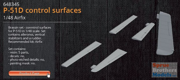 EDU648345 1:48 Eduard Brassin P-51D Mustang Control Surfaces (AFX kit)