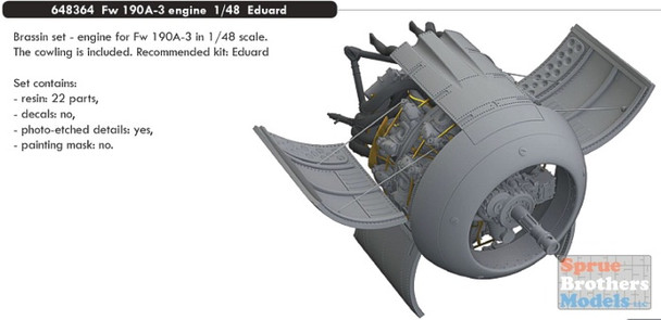 EDU648364 1:48 Eduard Brassin Fw 190A-3 Engine Set (EDU kit)