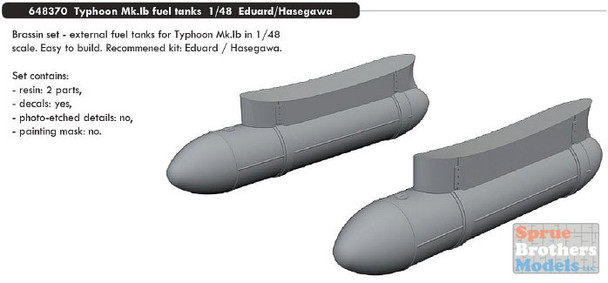 EDU648370 1:48 Eduard Brassin Typhoon Mk.Ib Fuel Tanks (EDU/HAS kit)