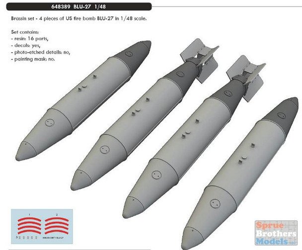 EDU648389 1:48 Eduard Brassin BLU-27 750lb Fire Bomb Set