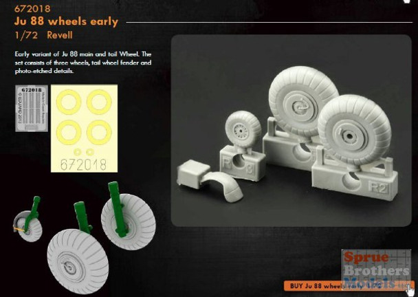 EDU672018 1:72 Eduard Ju 88 Early Wheels Set (REV kit)