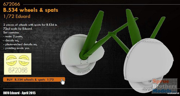 EDU672066 1:72 Eduard B.534 Wheels and Spats Set (EDU kit)