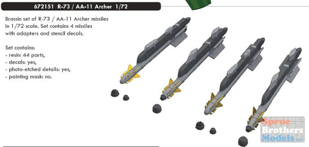 EDU672151 1:72 Eduard Brassin R-73 / AA-11 Archer Missile Set