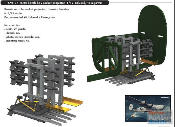 EDU672177 1:72 Eduard Brassin B-24 Liberator Bomb Bay Rocket Projector (EDU/HAS kit)