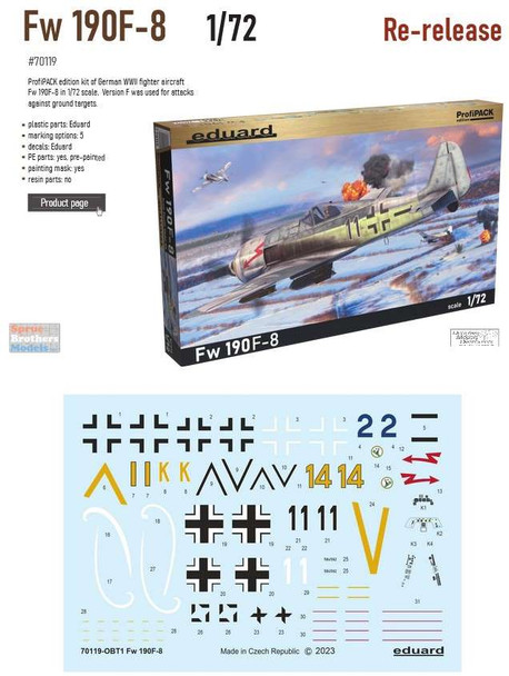 EDU70119 1:72 Eduard Fw190F-8 ProfiPACK Edition