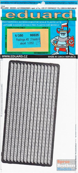 EDU99025 1:350 Eduard PE - 45 Degree Railings 2 Bars Short #99025