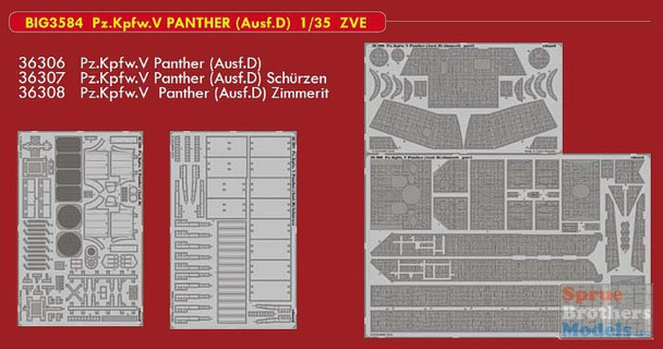 EDUBIG3584 1:35 Eduard BIG ED Pz.Kpfw.V Panther Ausf D Super Detail Set (ZVE kit)