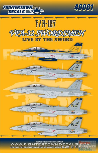 FTD48061 1:48 Fightertown Decals F-18F Super Hornet VFA-32 Swordsmen Live by the Sword
