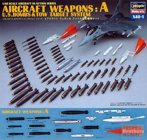 HAS36001 1:48 Hasegawa Weapons Set A - US Bombs & Tow Targets