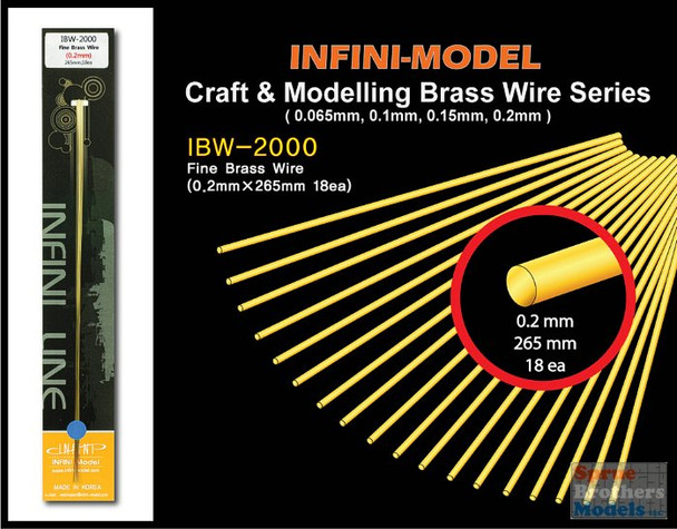 INFIBW2000 Infini Model Fine Brass Wire (0.2mmx265mm) 18pcs