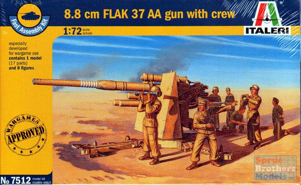 ITA7512 1:72 Italeri 8.8cm Flak 37 AA Gun with Crew [FAST ASSEMBLY]