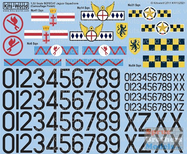 KSW132021 1:32 Kits-World Decals - Sepecat Jaguar No 6, 14, 31, 41 & 54 Squadrons #132021