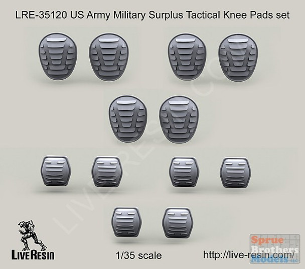 LVRLRE35120 1:35 LiveResin US Army Military Surplus Tactical Knee Pad & Elbow Pad Set