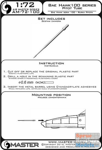 MASAM72100 1:72 Master Model BAe Hawk Series 100 Pitot Tube