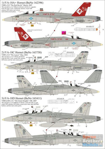 MAW48013 1:48 MAW Decals - MAW F-18A+ F-18C F-18D Hornets Pt II #48013