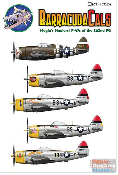 BARBC72038 1:72 BarracudaCals P-47 Thunderbolt 362FG Mogin's Maulers