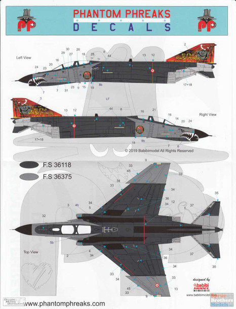 PPD48005 1:48 Phantom Phreaks Decals - F-4E Phantom II Turkish Air Force Devil Squadron Last Flight Special