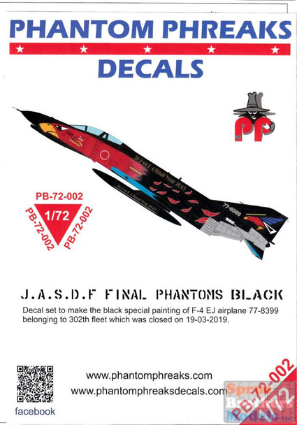 PPD72002 1:72 Phantom Phreaks Decals - F-4EJ Phantom II JASDF Final Black Phantom