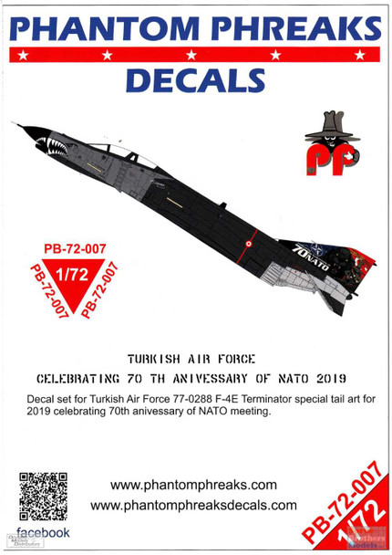 PPD72007 1:72 Phantom Phreaks Decals - F-4E Phantom II Turkish Air Force Celebrating 70th Anniversary of NATO 2019