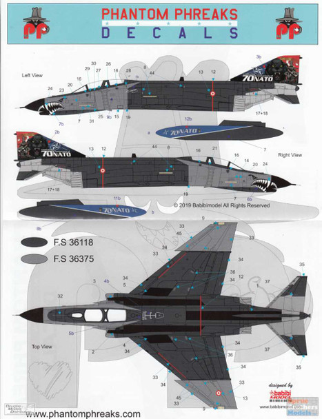PPD72007 1:72 Phantom Phreaks Decals - F-4E Phantom II Turkish Air Force Celebrating 70th Anniversary of NATO 2019