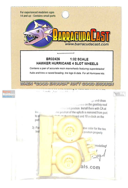 BARBR32426 1:32 BarracudaCast Hawker Hurricane 4 Slot Wheels