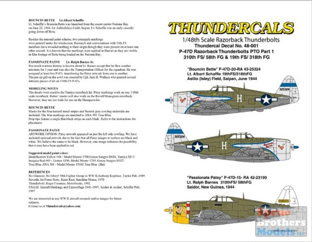 TCA48001 1:48 Thundercals P-47D Thunderbolt Razorback PTO Part 1 #48001