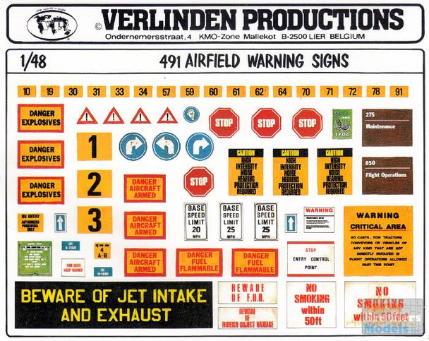 VER0491 1:48 Verlinden Airfield Warning Signs