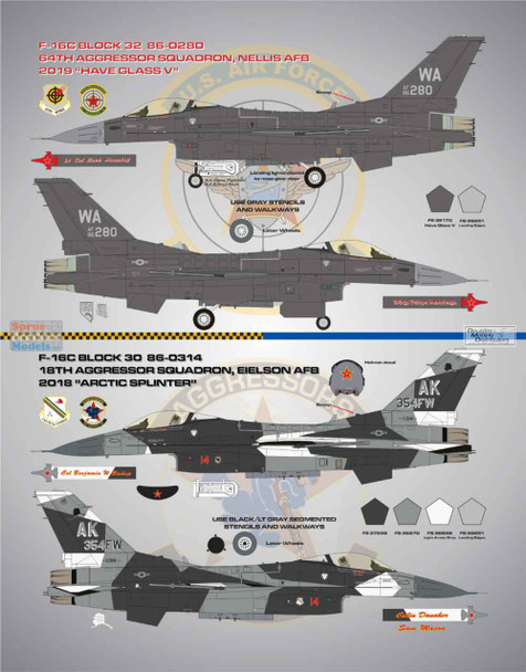 BMA48013 1:48 Bullseye Model Aviation Decals - F-16C Falcon 'Aggressor Vipers II' [64th & 18th Aggressor Squadrons]