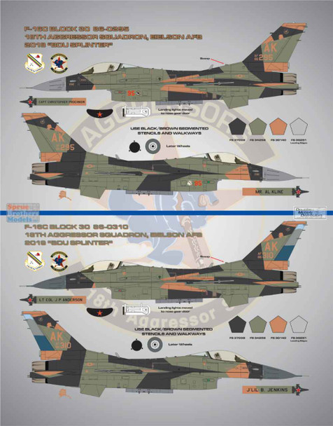 BMA48013 1:48 Bullseye Model Aviation Decals - F-16C Falcon 'Aggressor Vipers II' [64th & 18th Aggressor Squadrons]