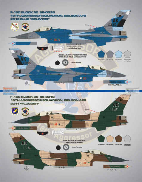 BMA48013 1:48 Bullseye Model Aviation Decals - F-16C Falcon 'Aggressor Vipers II' [64th & 18th Aggressor Squadrons]