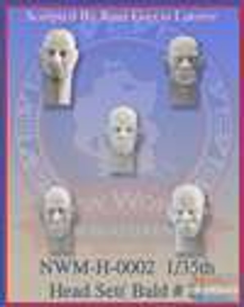 NWMH0002 1:35 New World Miniatures Head Set #2 "Bald" #H0002