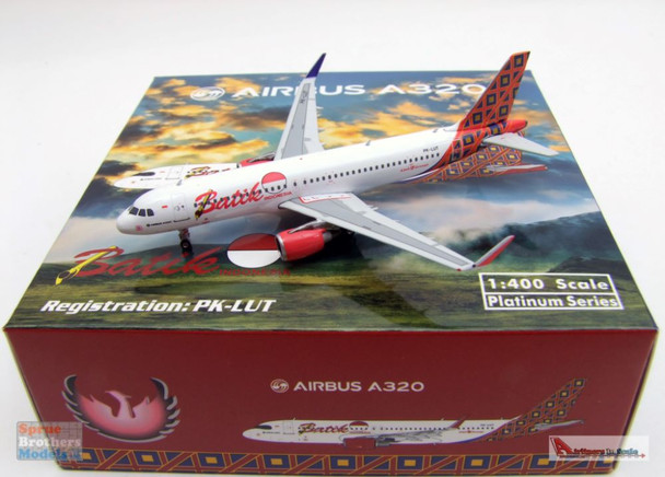 PHX11655 1:400 Phoenix Model Batik Air Airbus A320 Reg #PK-LUT (pre-painted/pre-built)