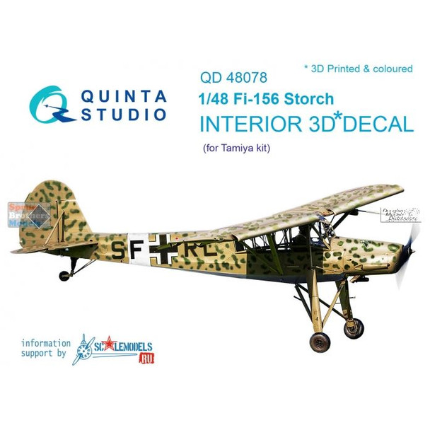 QTSQD48078 1:48 Quinta Studio Interior 3D Decal - Fi-156 Storch (TAM kit)