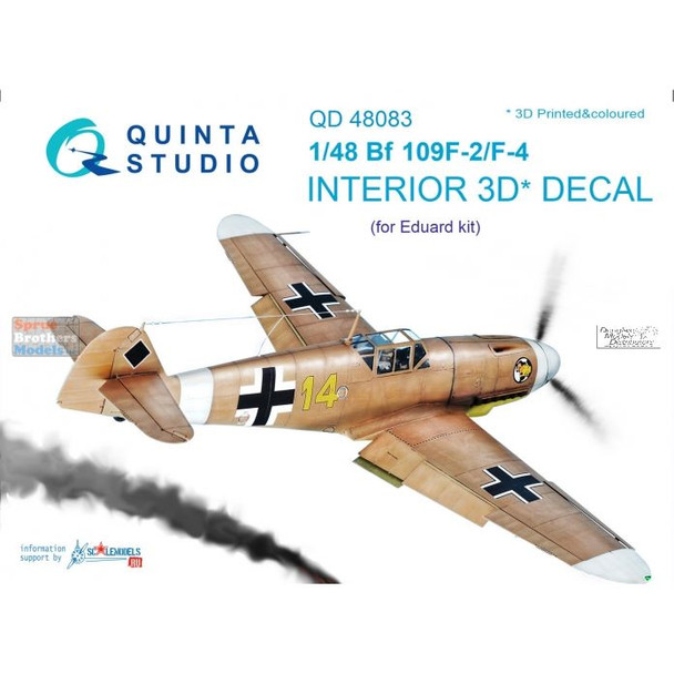 QTSQD48083 1:48 Quinta Studio Interior 3D Decal - Bf 109F-2/4 (EDU kit)