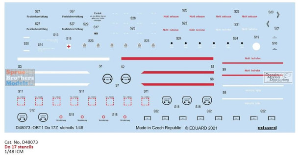 EDUD48073 1:48 Eduard Decals - Do17 Stencils