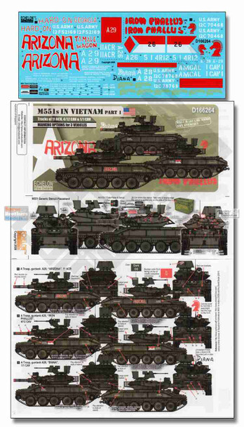 ECH166264 1:16 Echelon Decals - M551 Sheridan in Vietnam Part 1