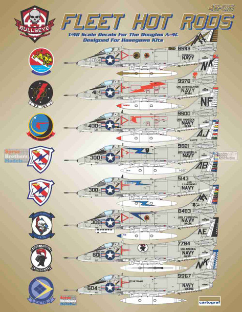 BMA48015 1:48 Bullseye Model Aviation Decals - A-4C Skyhawk 'Fleet Hot Rods'