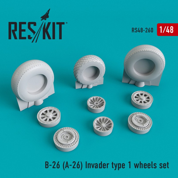 RESRS480260 1:48 ResKit B-26 / A-26 Invader Type 1 Wheels Set