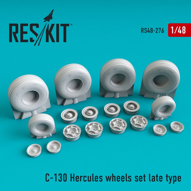 RESRS480276 1:48 ResKit C-130 Hercules Wheels Late Type Set