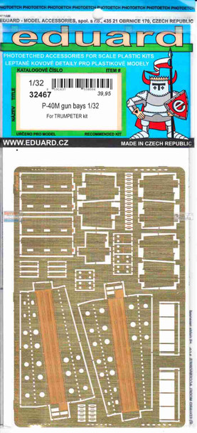 EDU32467 1:32 Eduard PE - P-40M Warhawk Gun Bays Detail Set (TRP kit)