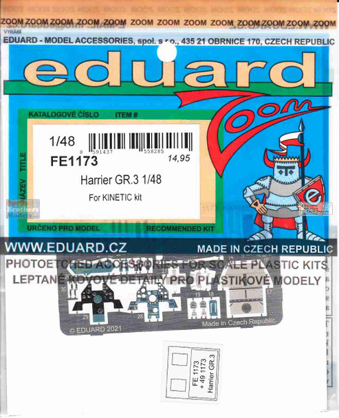 EDUFE1173 1:48 Eduard Color Zoom PE - Harrier Gr.3 (KIN kit)