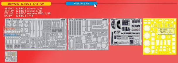 EDUBIG49283 1:48 Eduard BIG ED Ju88C-6 Super Detail Set (ICM kit)