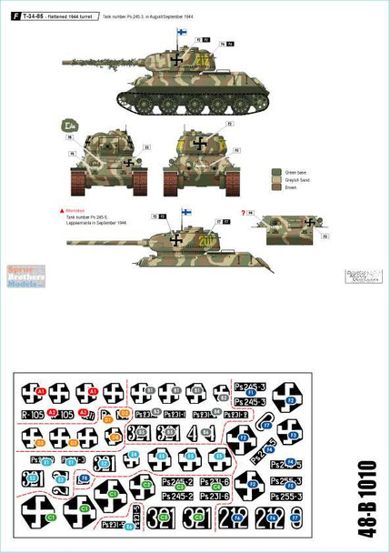 SRD48B1010 1:48 Star Decals - Finland WW2 Part 2: T-34 m/1941 T-34 m/1943 T-34-85