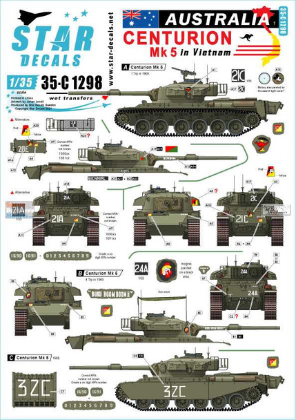 SRD35C1298 1:35 Star Decals - Australia in Vietnam #1: Centurion Mk.5