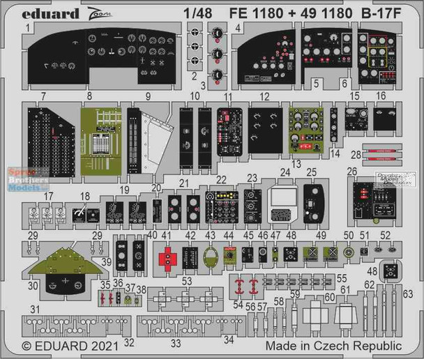 EDUFE1180 1:48 Eduard Color Zoom PE - B-17F Flying Fortress (HKM kit)