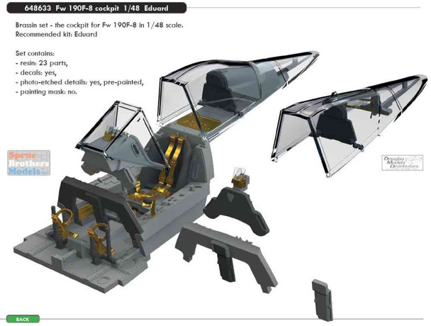 EDU648633 1:48 Eduard Brassin Fw190F-8 Cockpit Set (EDU kit)