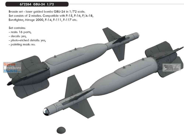 EDU672264 1:72 Eduard Brassin GBU-24 Bomb Set EDU672264 1:72 Eduard Brassin GBU-24 Bomb Set