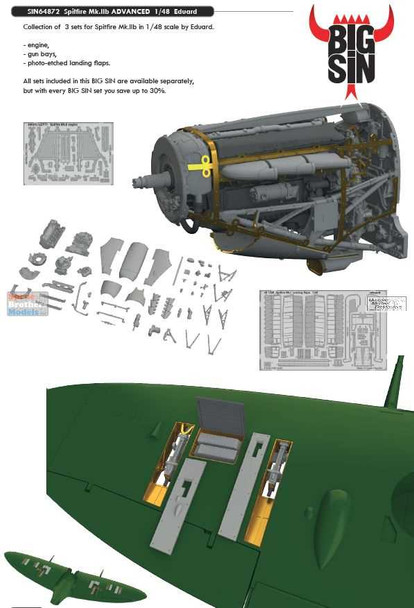 EDUSIN64872 1:48 Eduard BIG SIN Spitfire Mk.IIb Advanced Detail Set (EDU kit)