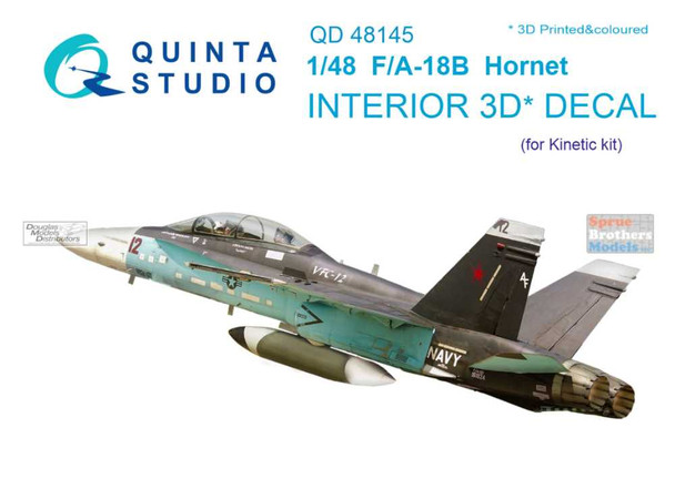QTSQD48145 1:48 Quinta Studio Interior 3D Decal - F-18B Hornet (KIN kit)